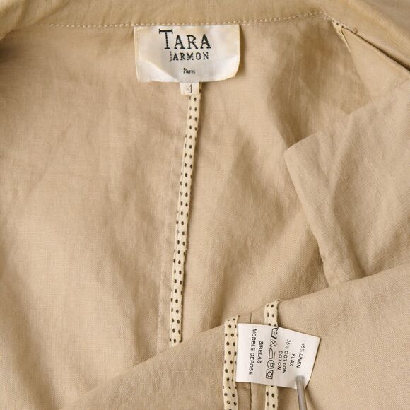 Y2K Tara Jarmon Blazer Jacket Women's 4 Linen Parisian Chic Old Money Academia - Picture 11 of 13
